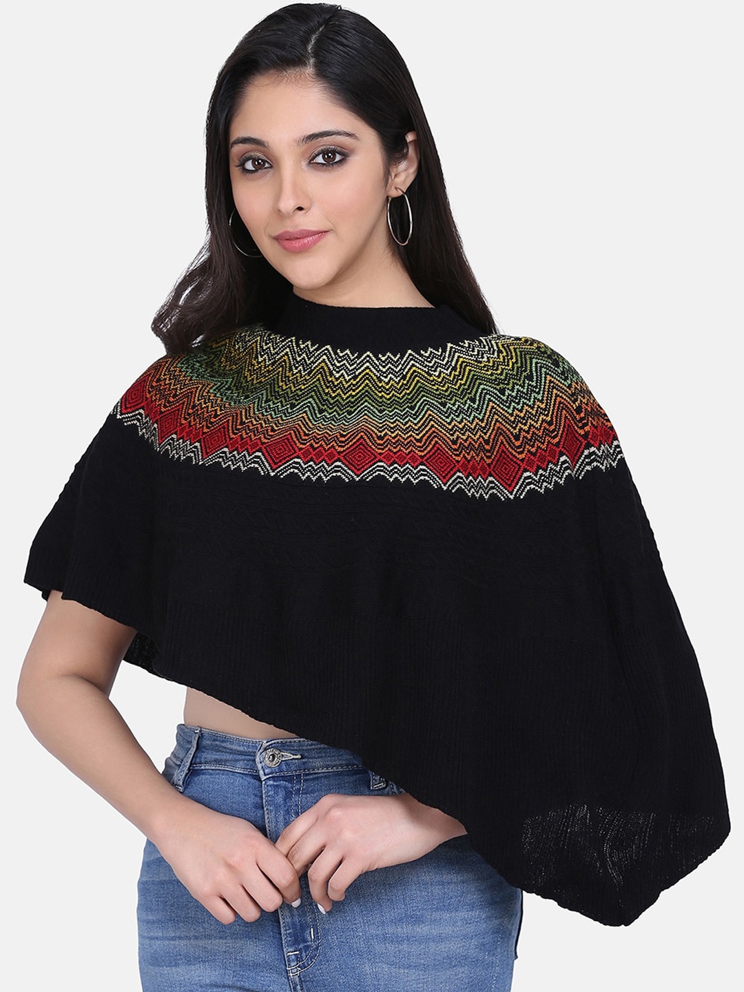 

Saanjh Women Black Self Design