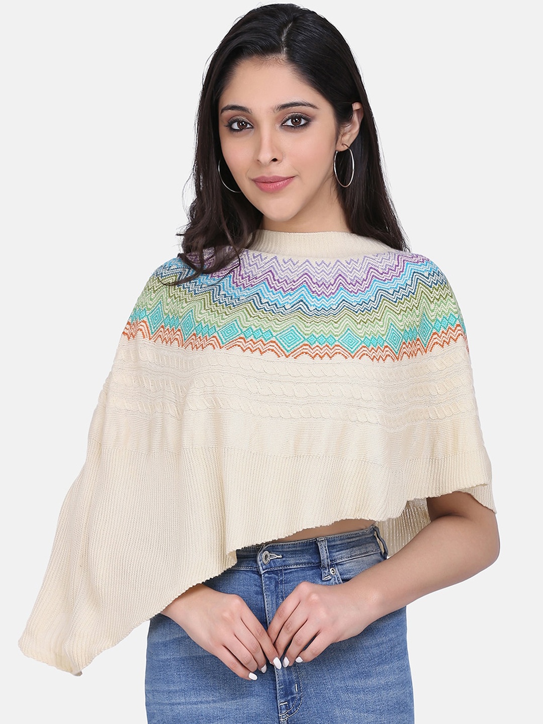 

Saanjh Women Cream Self Design