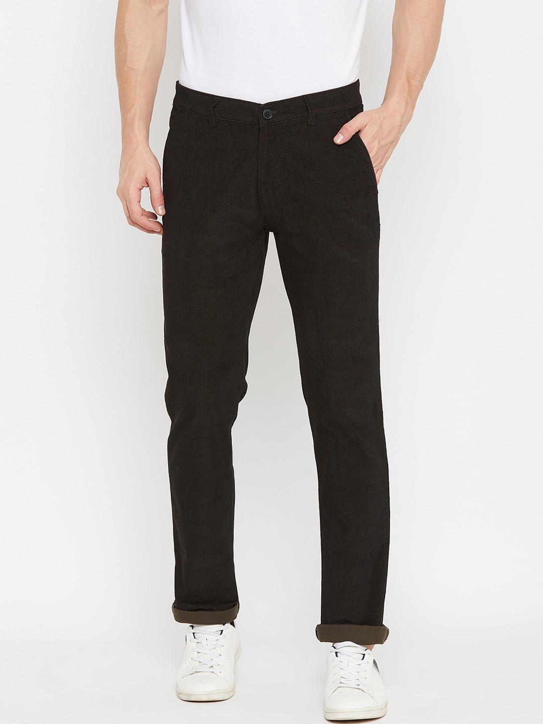 

Crimsoune Club Men Black Slim Fit Solid Regular Trousers