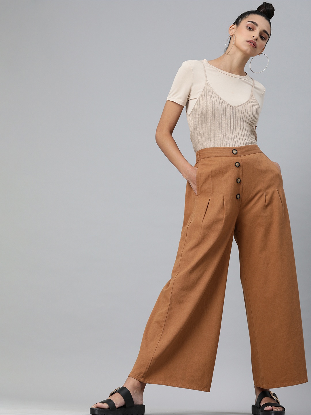 

plusS Women Brown Regular Fit Solid Culottes