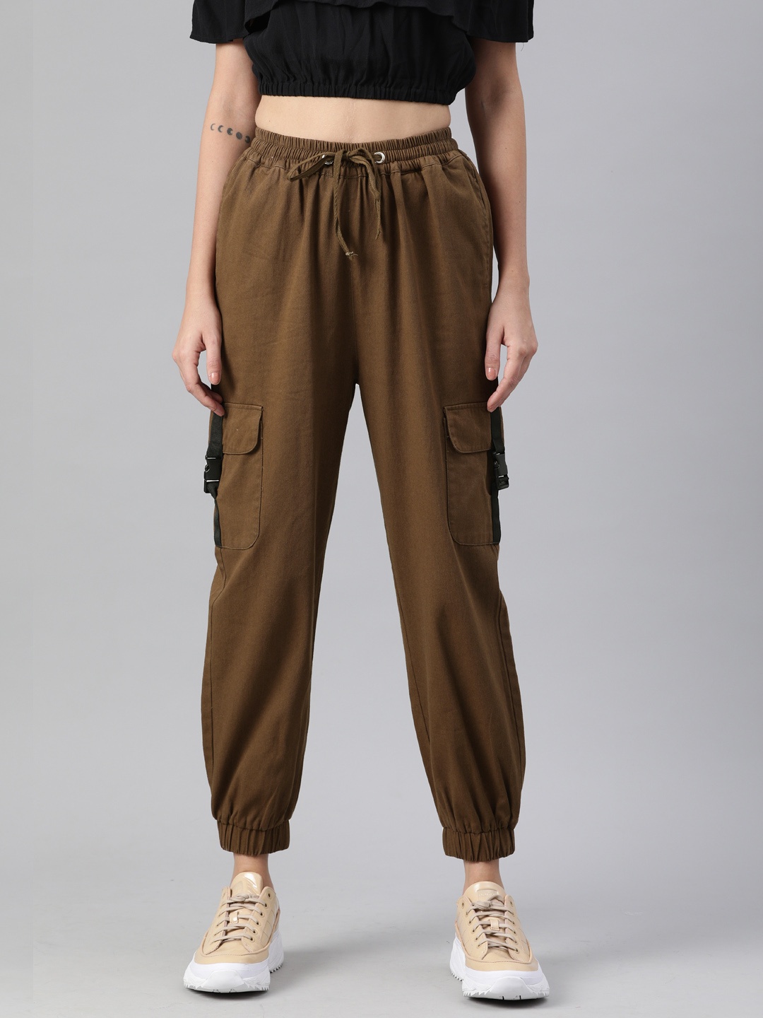 

plusS Women Brown Regular Fit Solid Joggers
