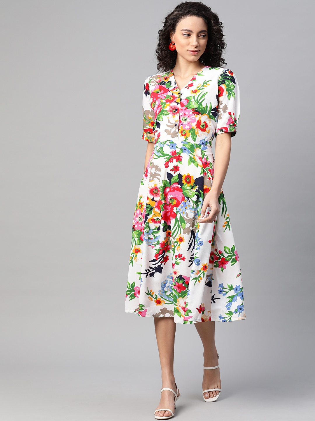 

plusS Women Floral Printed A-Line Dress, Multi