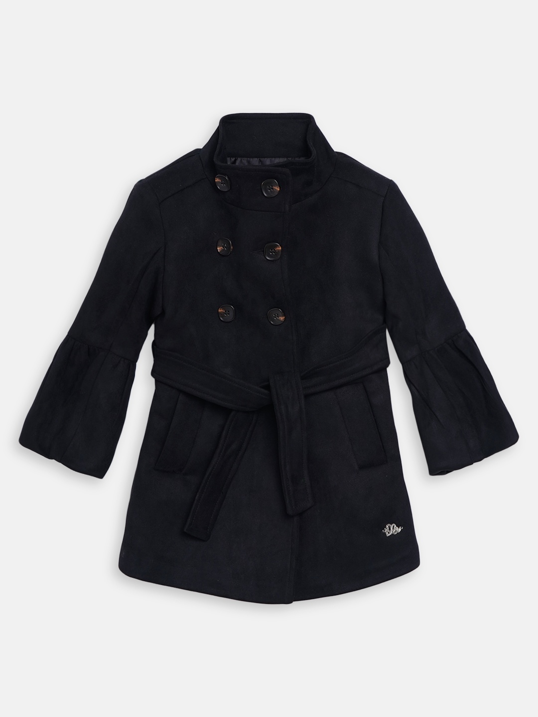 

ELLE Girls Black Solid Overcoat