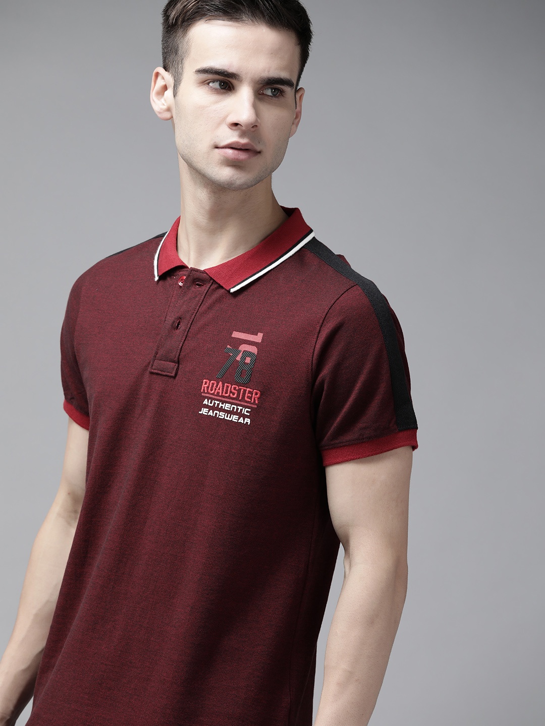 

Roadster Men Maroon Pure Cotton Polo Collar Pure Cotton T-shirt