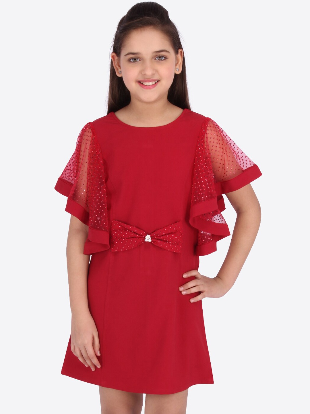 

CUTECUMBER Girls Red Solid A-Line Dress