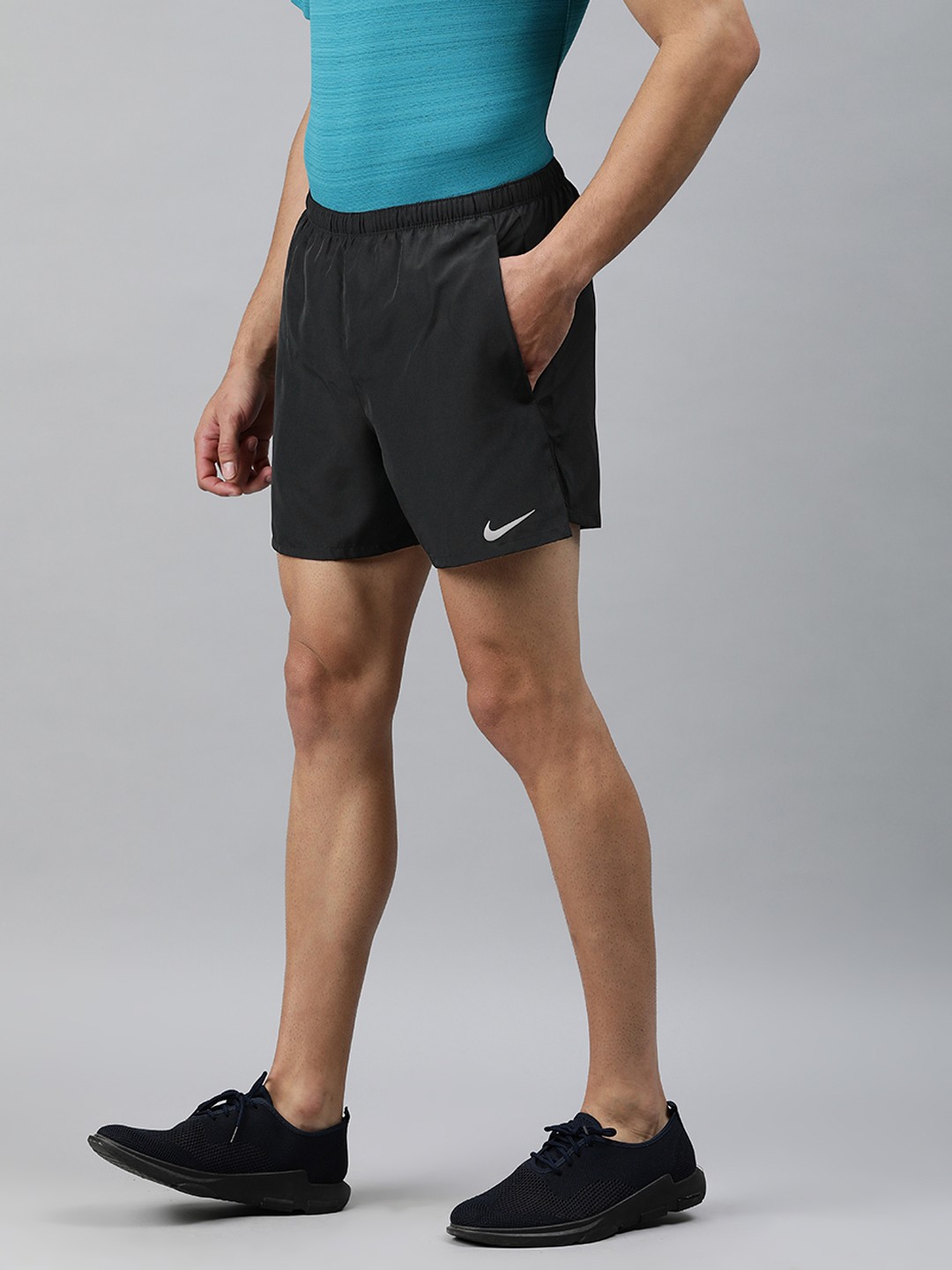 

Nike Men Black Solid Standard Fit CHALLENGER DRI FIT Running Sports Shorts