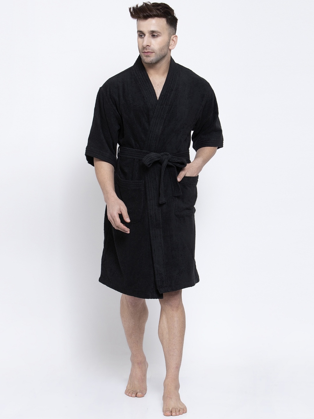 

Trident Men Black Self-Design 300 GSM Bath Robe