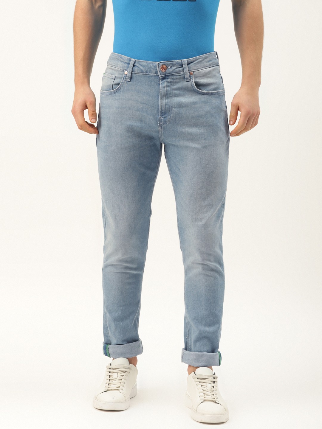 

United Colors of Benetton Men Blue Slim Tapered Fit Mid-Rise Clean Look Stretchable Jeans