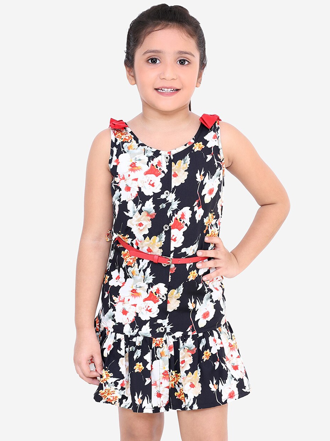 

Naughty Ninos Girls Black Printed A-Line Dress