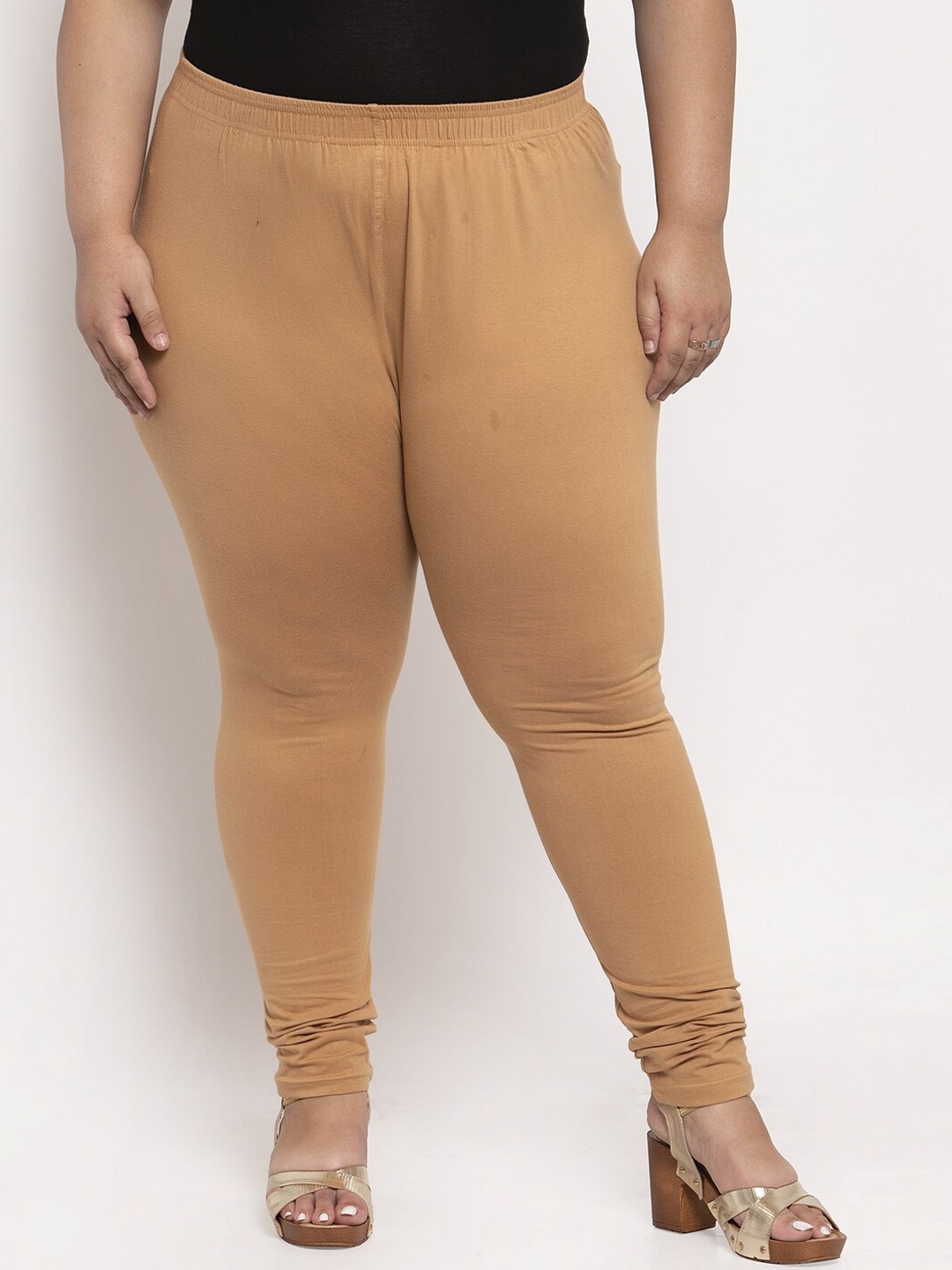 

TAG 7 PLUS Women Solid Plus Size Beige Ankle Length Legging