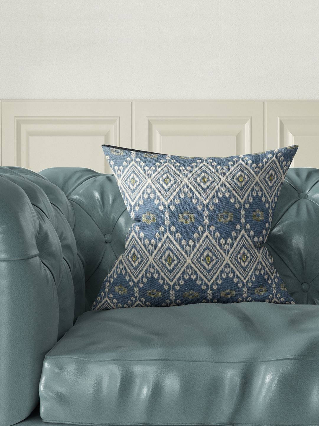 

BIANCA Grey & Beige Single Ethnic Motifs Square Cushion Cover