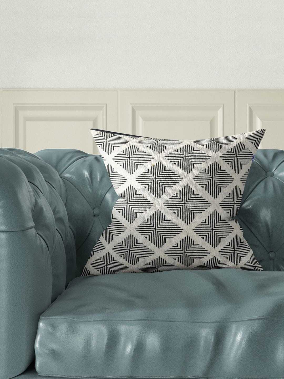 

BIANCA Off-White & Black Geometric Square Jacquard Cushion Cover