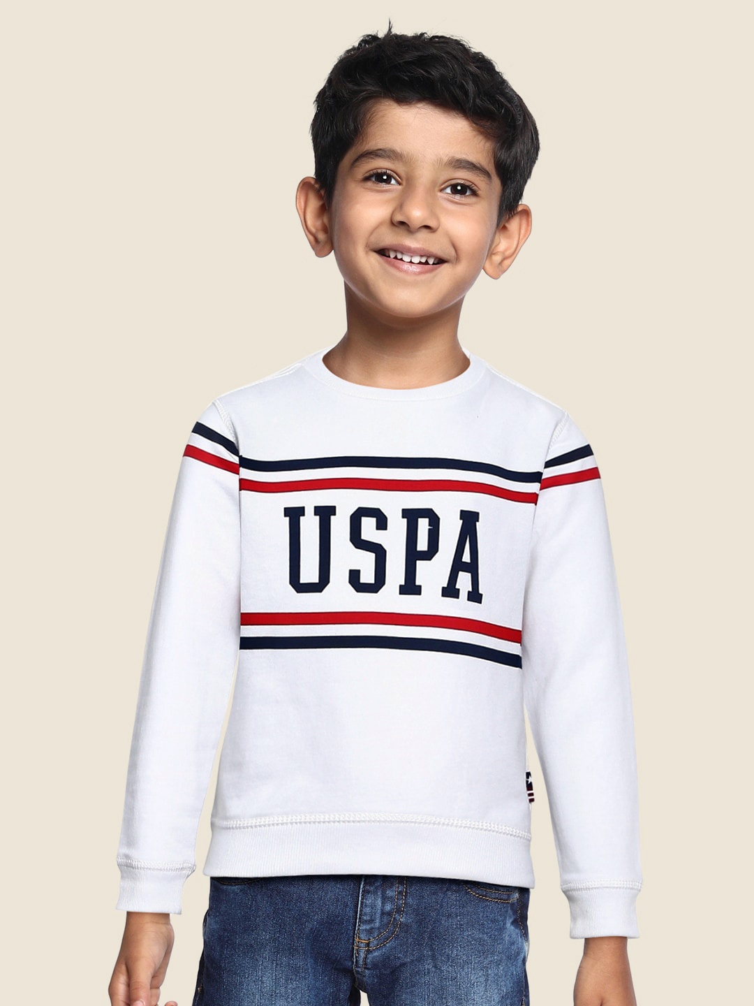 

U.S. Polo Assn. Kids Boys White Printed Sweatshirt