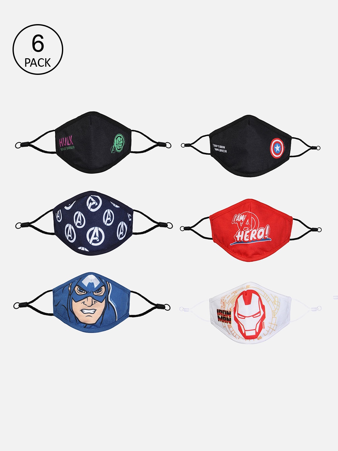 

Bodycare Kids Boys Pack Of 6 Printed 3-Ply Protective Outdoor Masks, Black