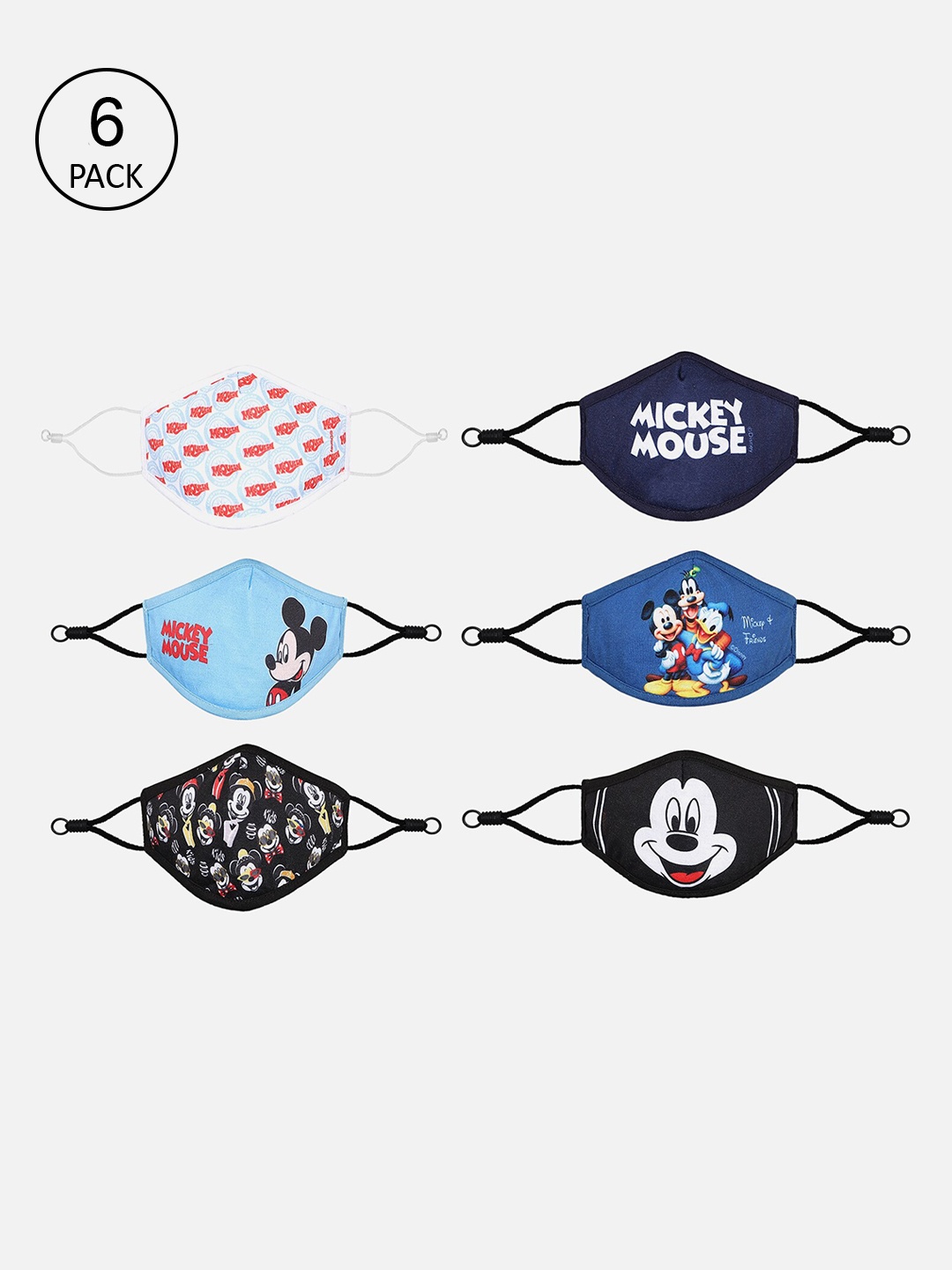 

Bodycare Kids Boys Pack of 6 Assorted Mickey & Friends 3-Ply Reusable Cloth Masks