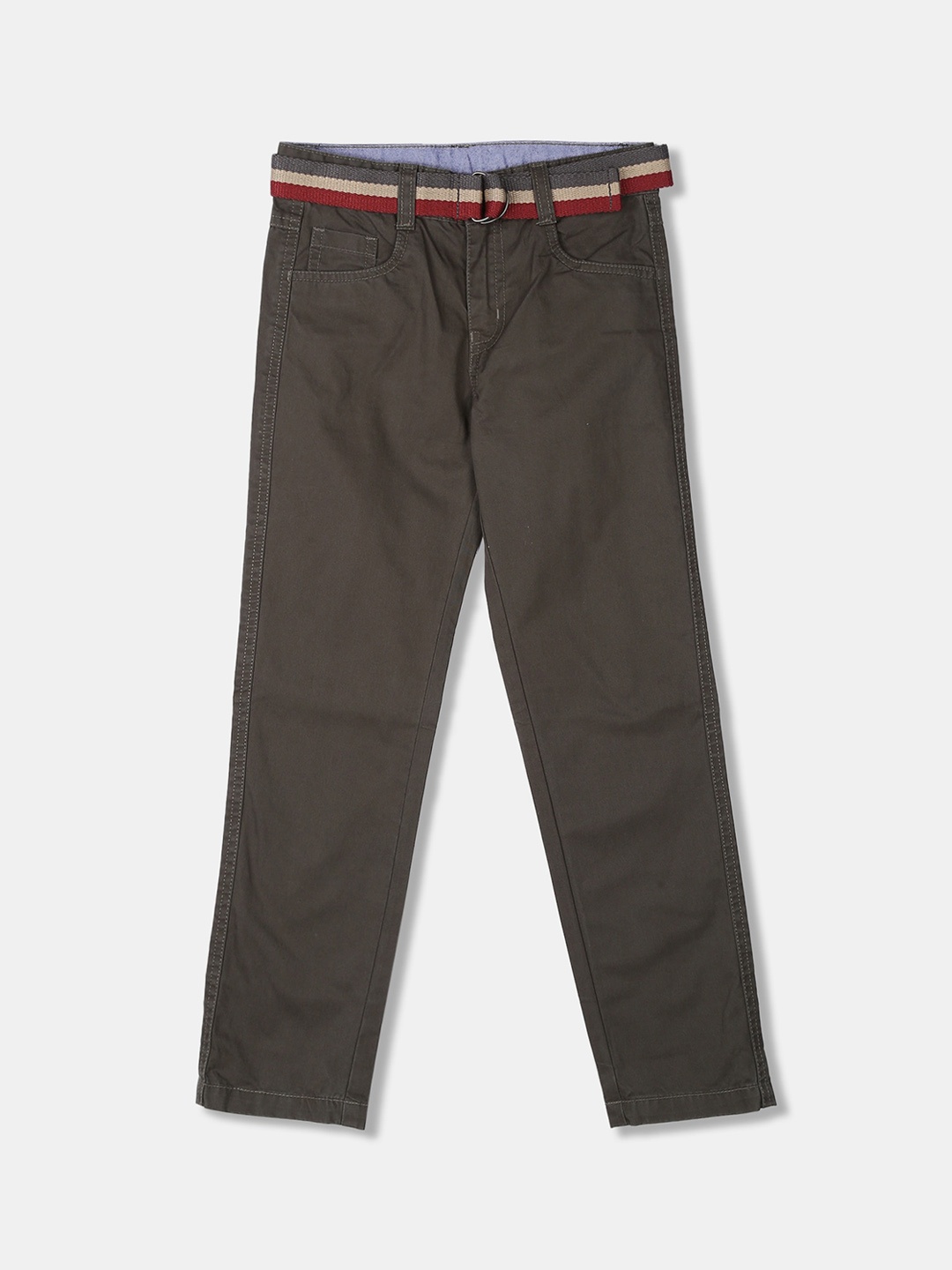 

Cherokee Boys Olive Green Regular Fit Solid Regular Trousers