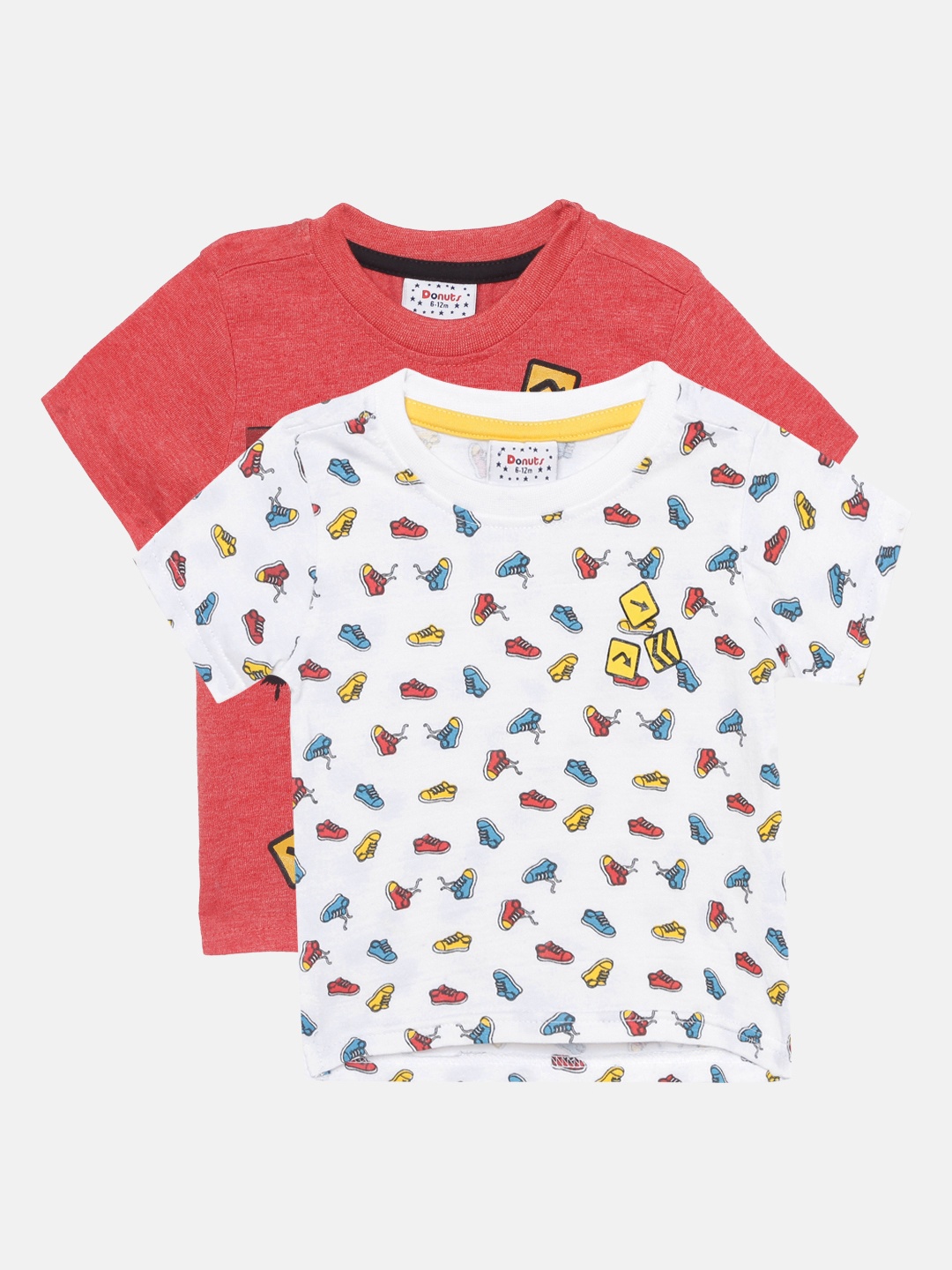 

Donuts Boys Assorted Pack of 2 Printed Round Neck T-shirts