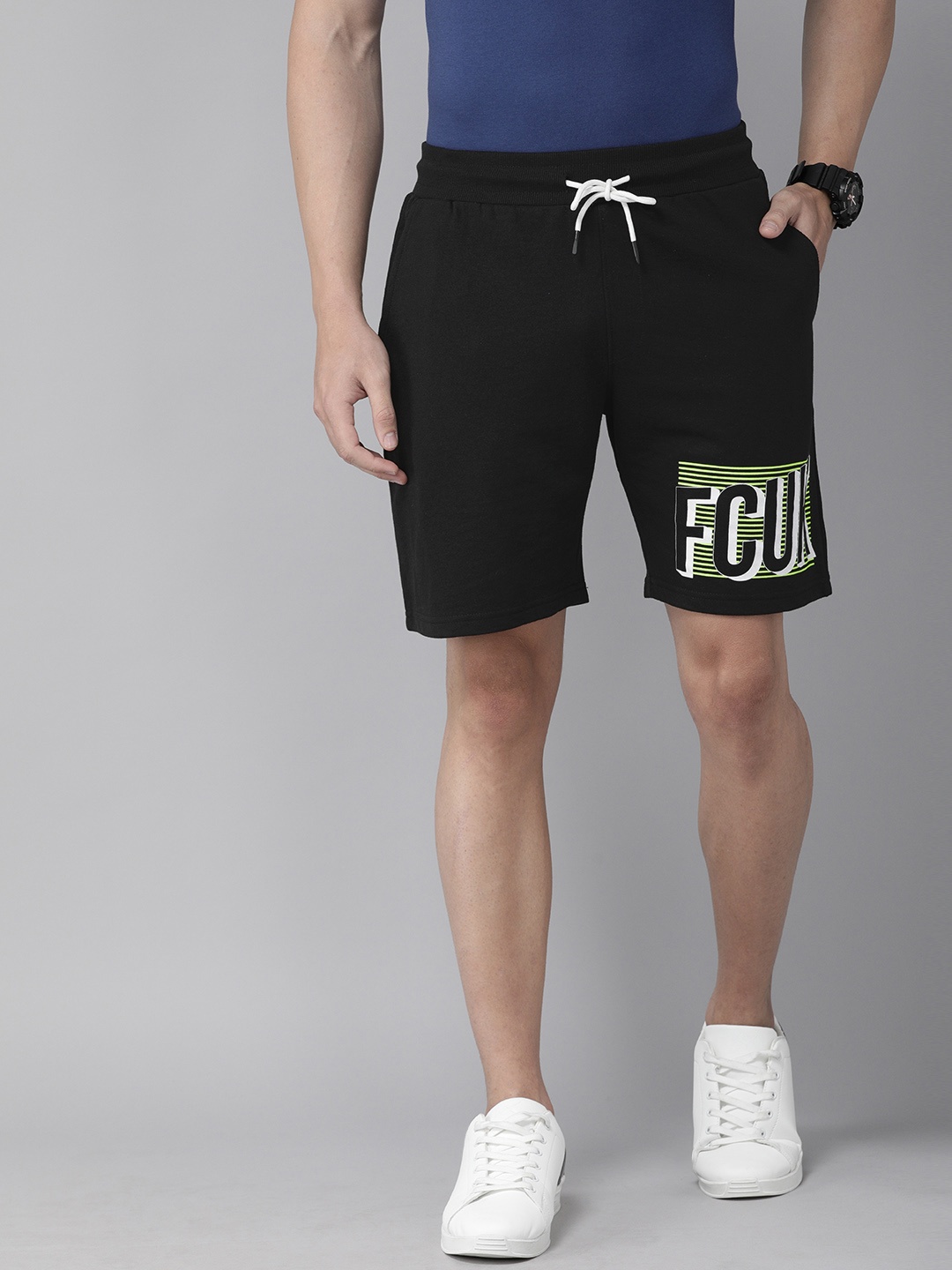 

French Connection Men Black Solid Regular Fit Shorts