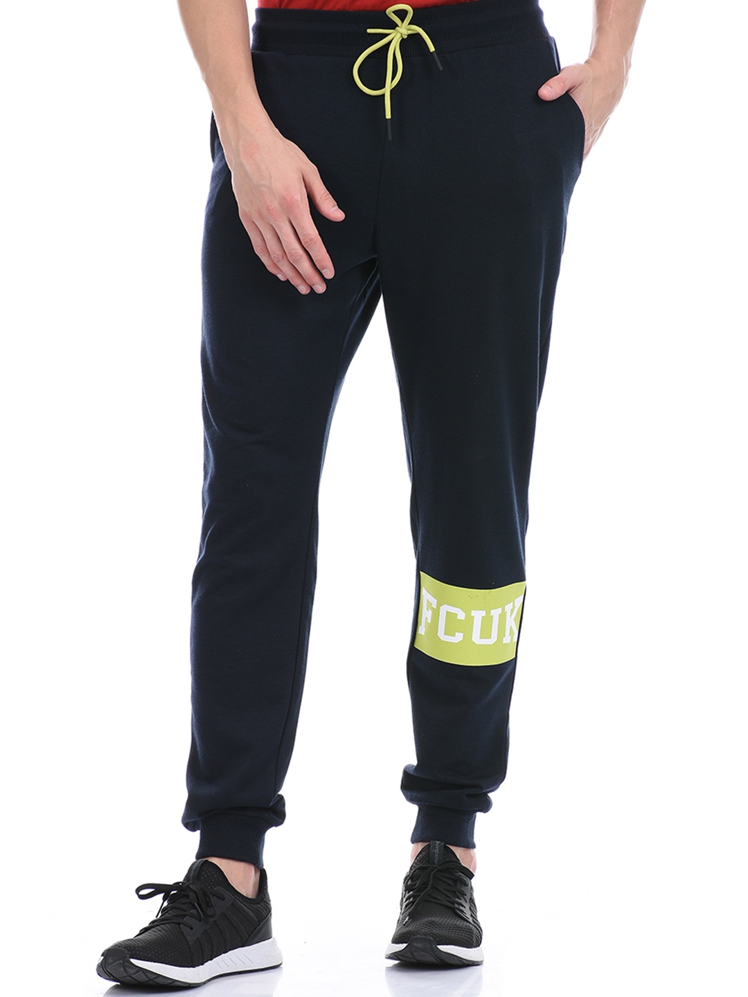 

French Connection Men Navy Blue Printed Slim Fit Joggers