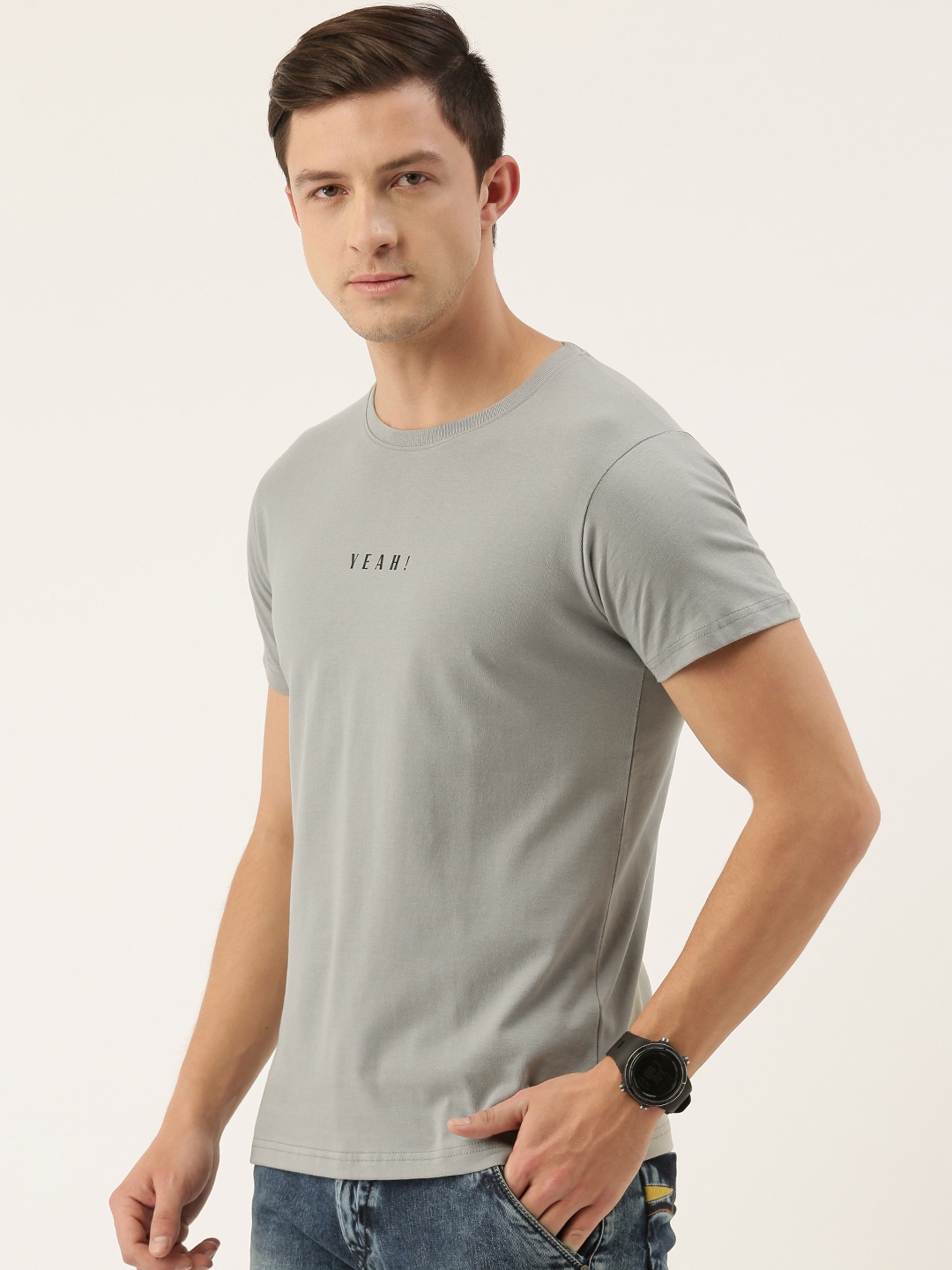 

DILLINGER Men Grey Printed Round Neck Pure Cotton T-shirt