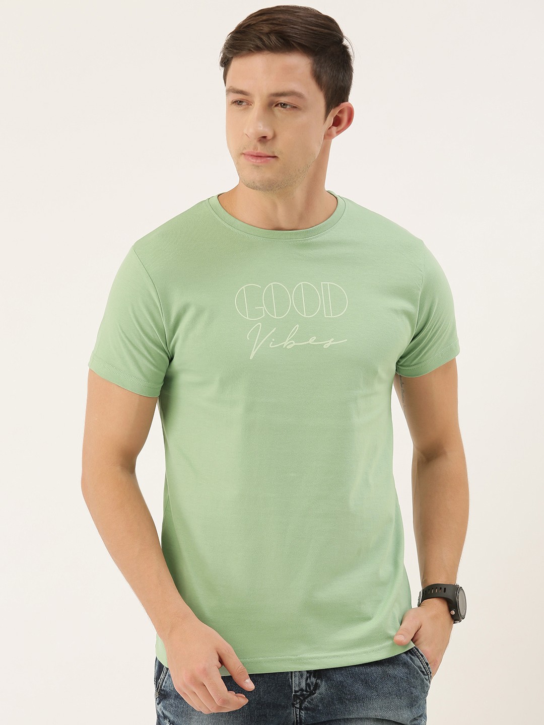 

DILLINGER Men Green Printed Round Neck T-shirt