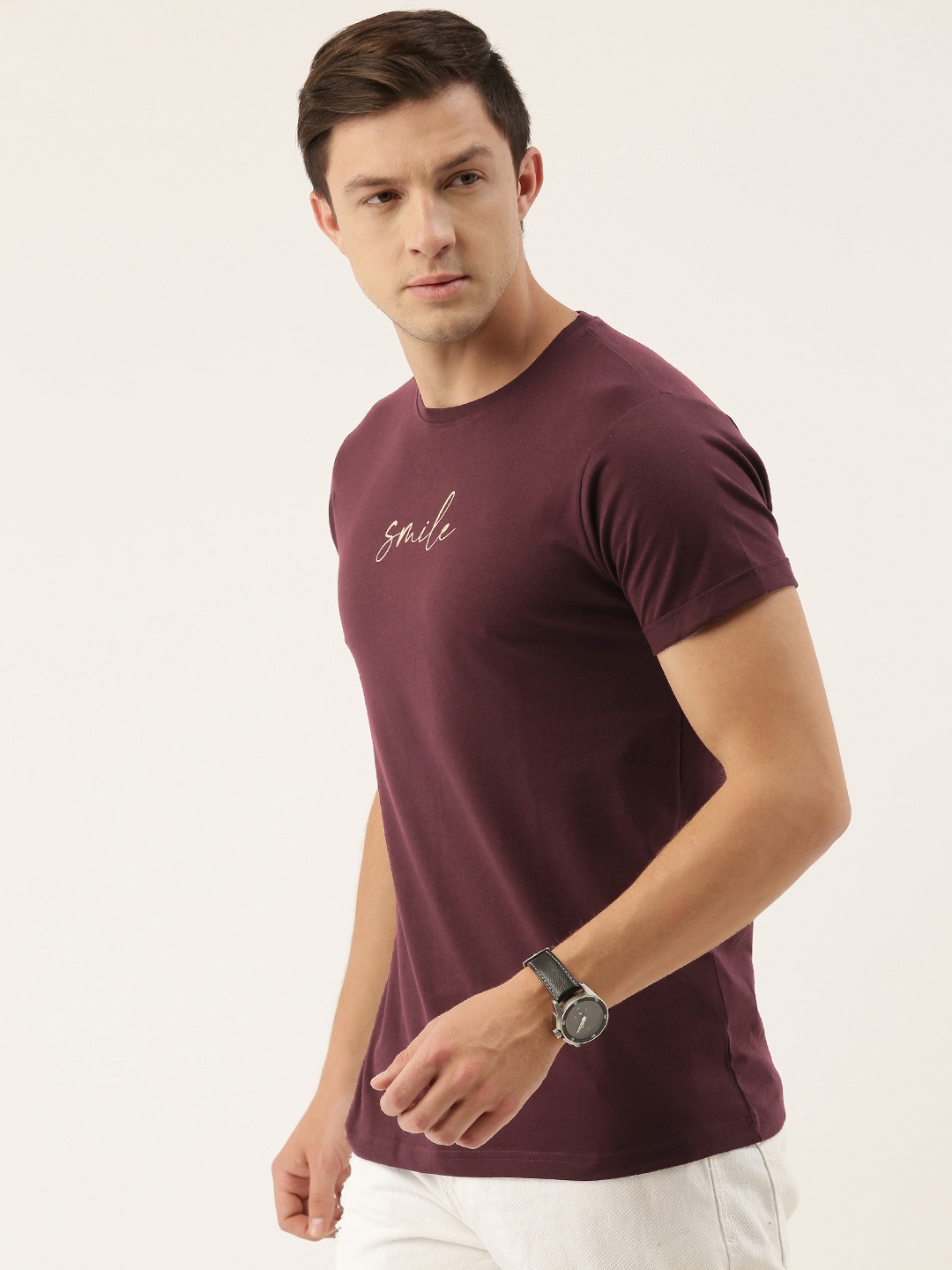 

DILLINGER Men Maroon Printed Round Neck Pure Cotton T-shirt