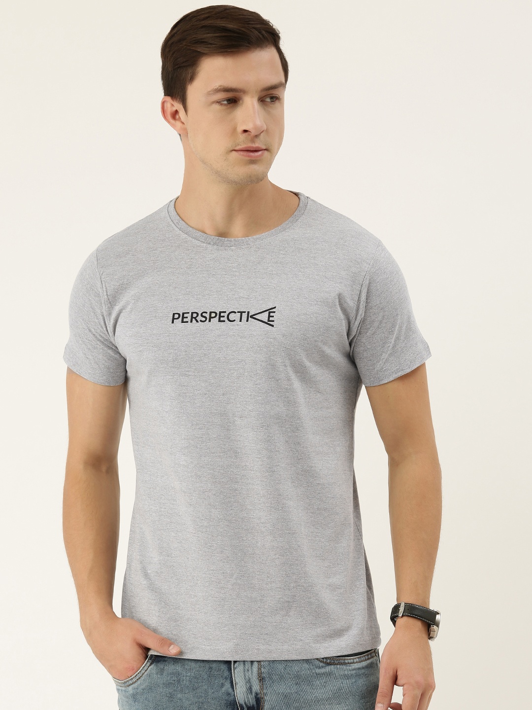 

DILLINGER Men Grey Melange Printed Round Neck T-shirt