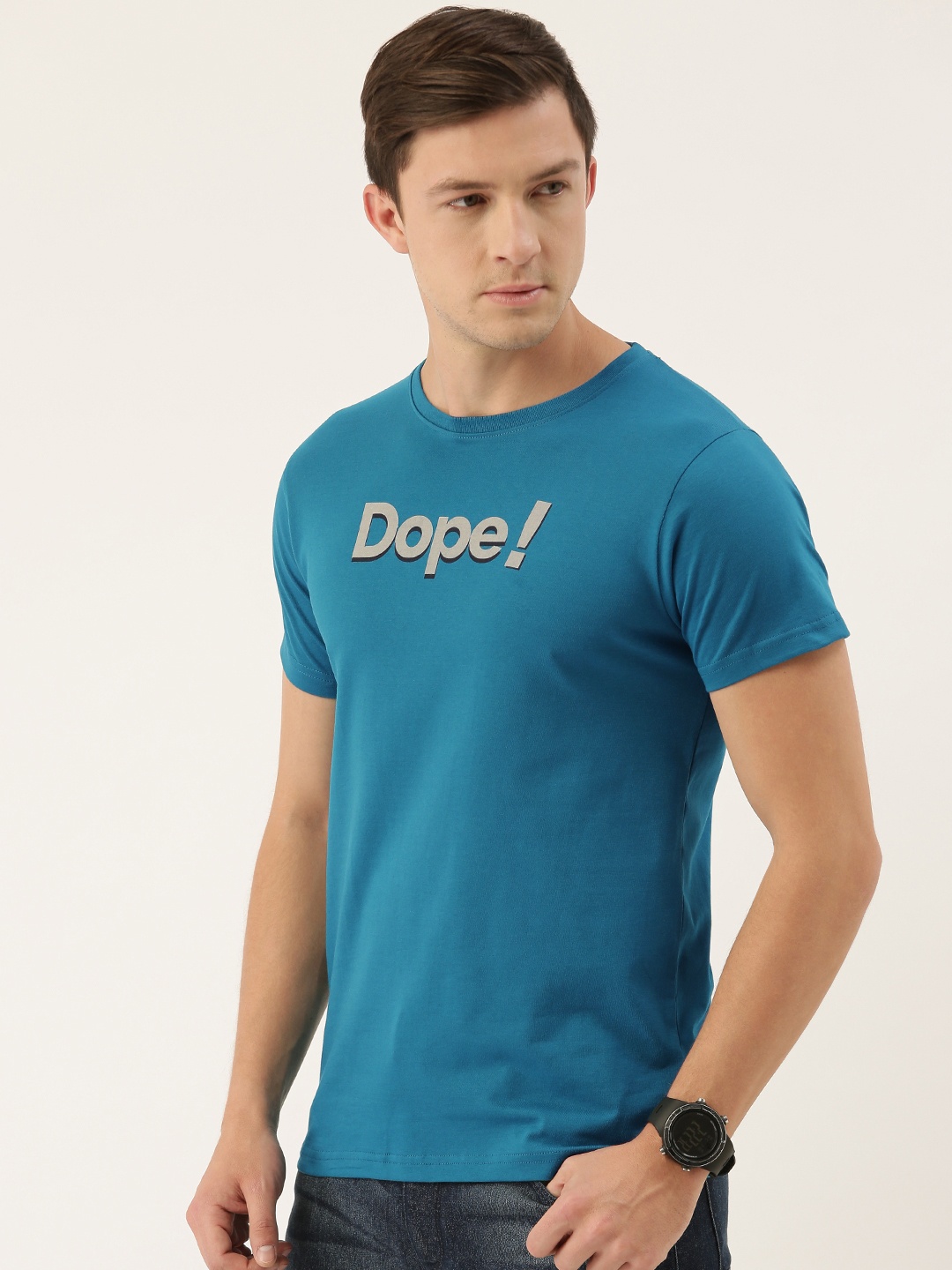 

DILLINGER Men Blue Printed Round Neck Pure Cotton T-shirt