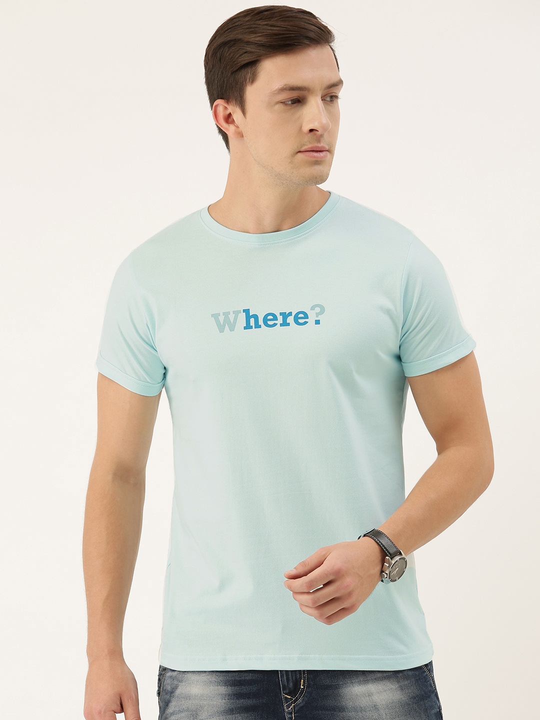 

DILLINGER Men Blue Printed Round Neck Pure Cotton T-shirt