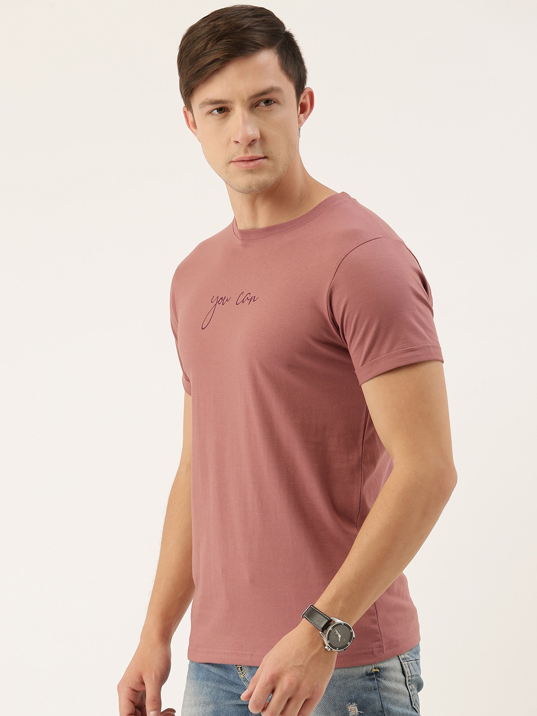 

DILLINGER Men Pink Solid Round Neck T-shirt