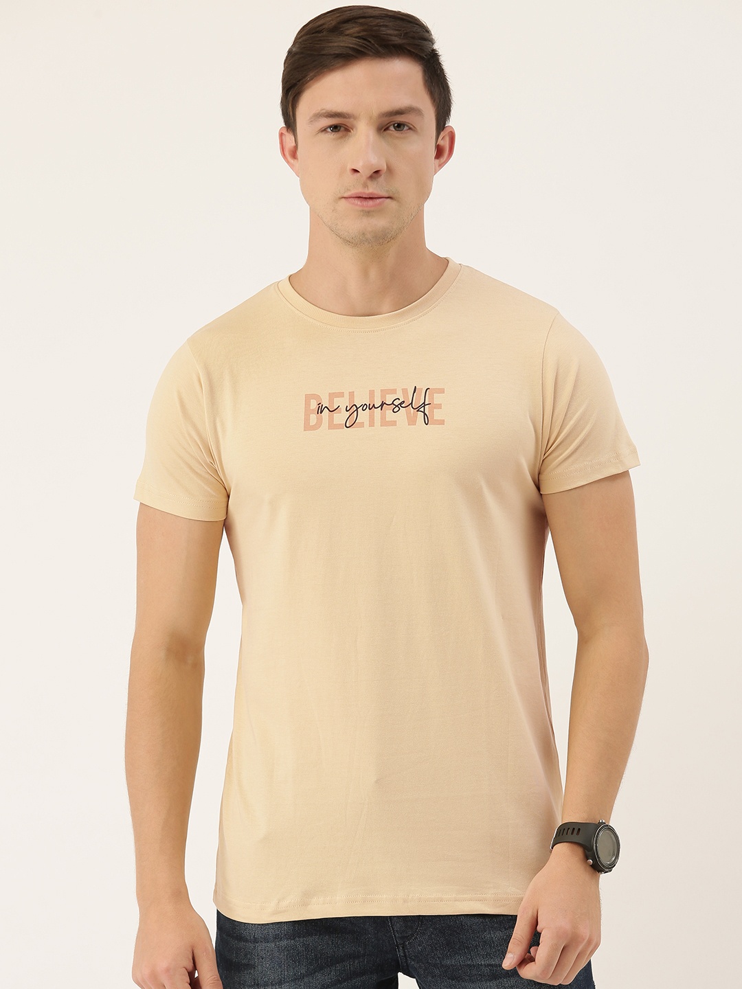 

DILLINGER Men Off-White Printed Round Neck Pure Cotton T-shirt