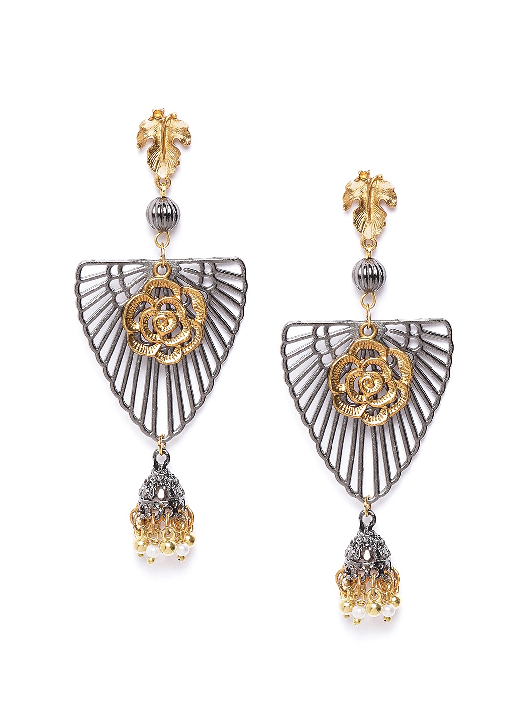 

DIVA WALK Oxidised Silver-Toned & Gold-Toned Handcrafted Classic Drop Earrings