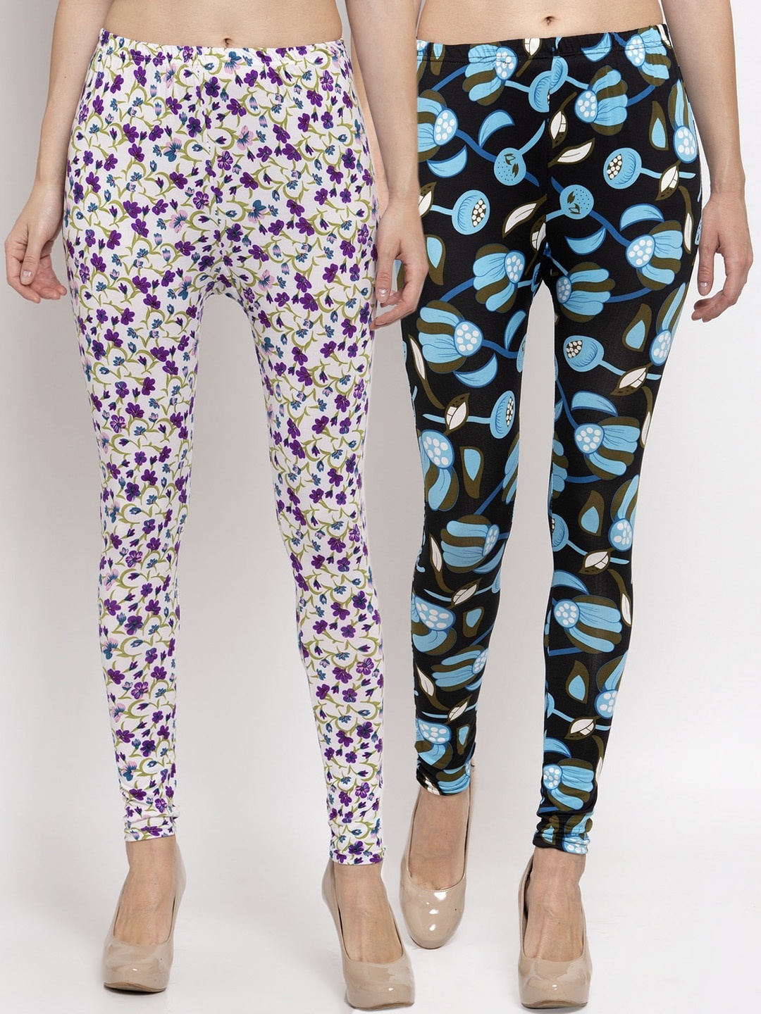 

KLOTTHE Women Pack Of 2 Printed Ankle-Length Leggings, Black