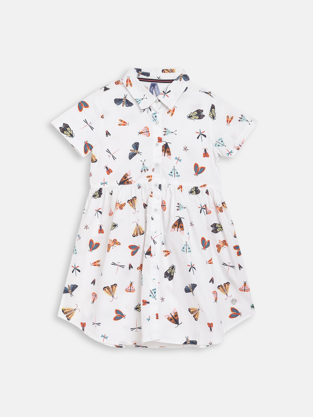 

Blue Giraffe Girls White & Blue Printed Shirt Dress