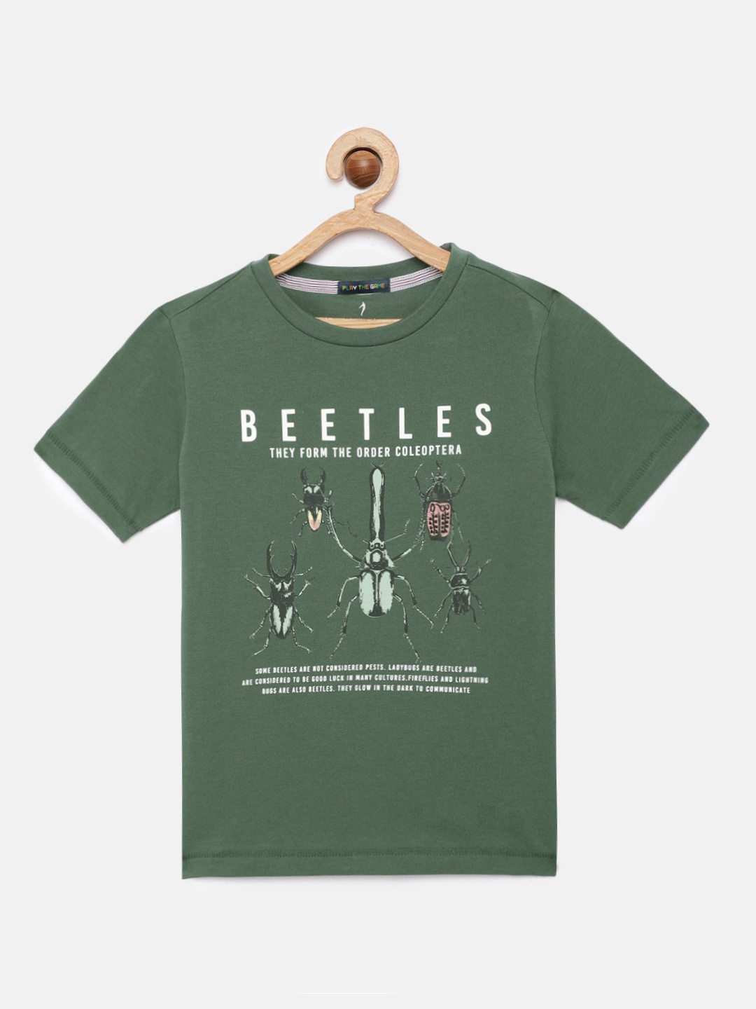 

Indian Terrain Boys Green Printed Pure Cotton Round Neck T-shirt
