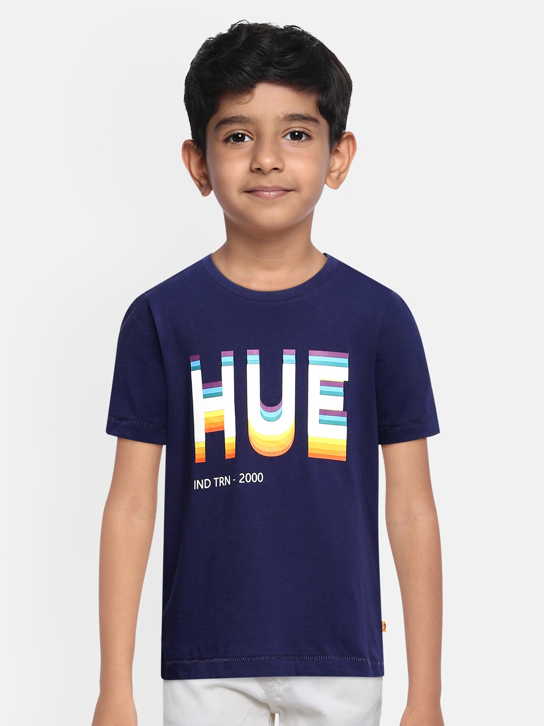 

Indian Terrain Boys Navy Blue Printed Round Neck Pure Cotton T-shirt