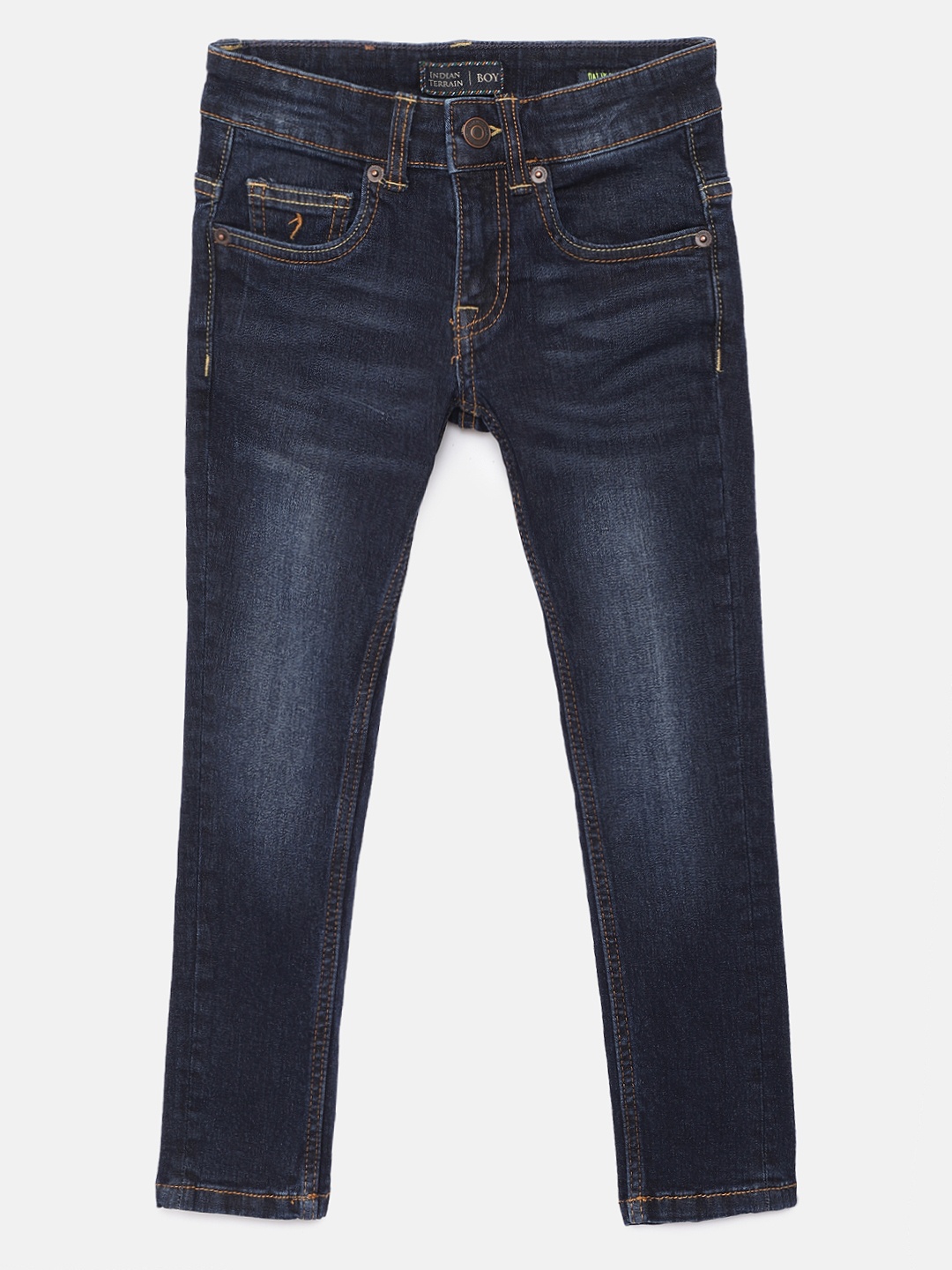 

Indian Terrain Boys Navy Blue Regular Fit Mid-Rise Clean Look Stretchable Jeans