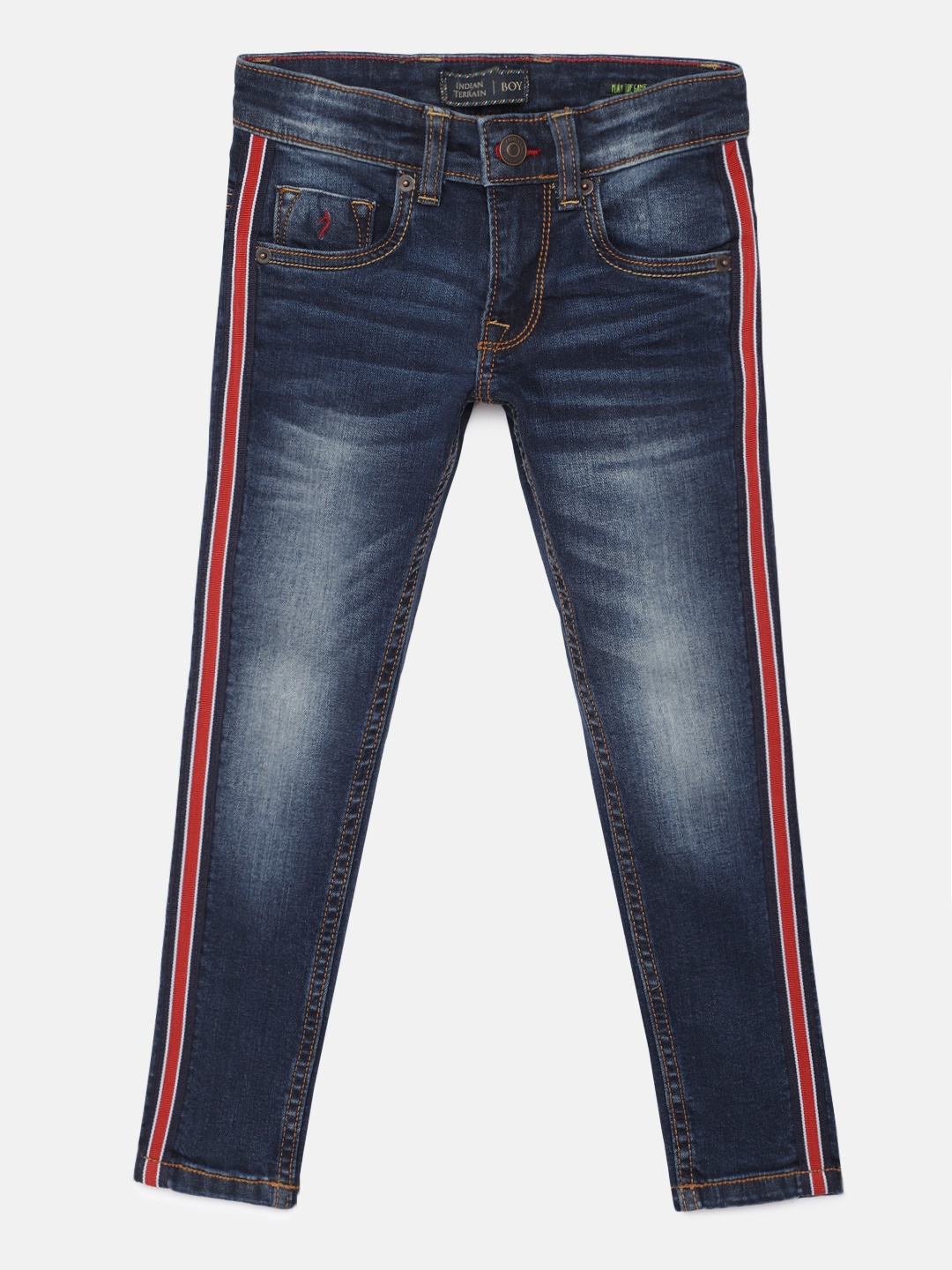 

Indian Terrain Boys Navy Blue Regular Fit Mid-Rise Clean Look Stretchable Jeans