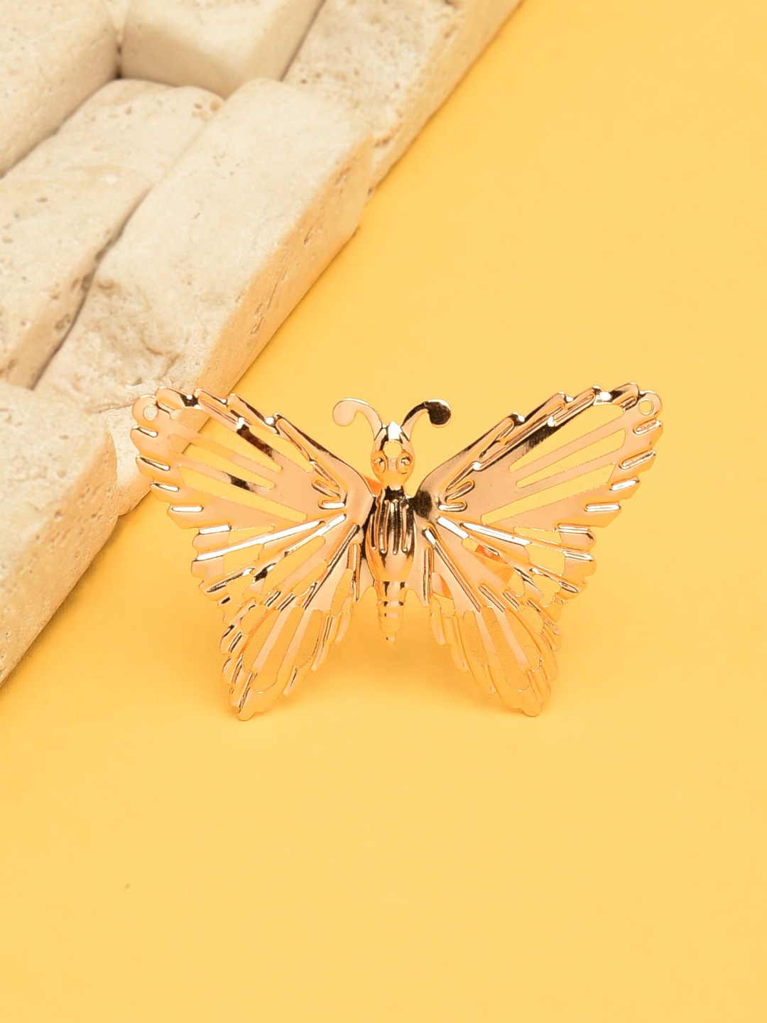 

Zaveri Pearls Gold-Plated Butterfly Design Adjustable Finger Ring