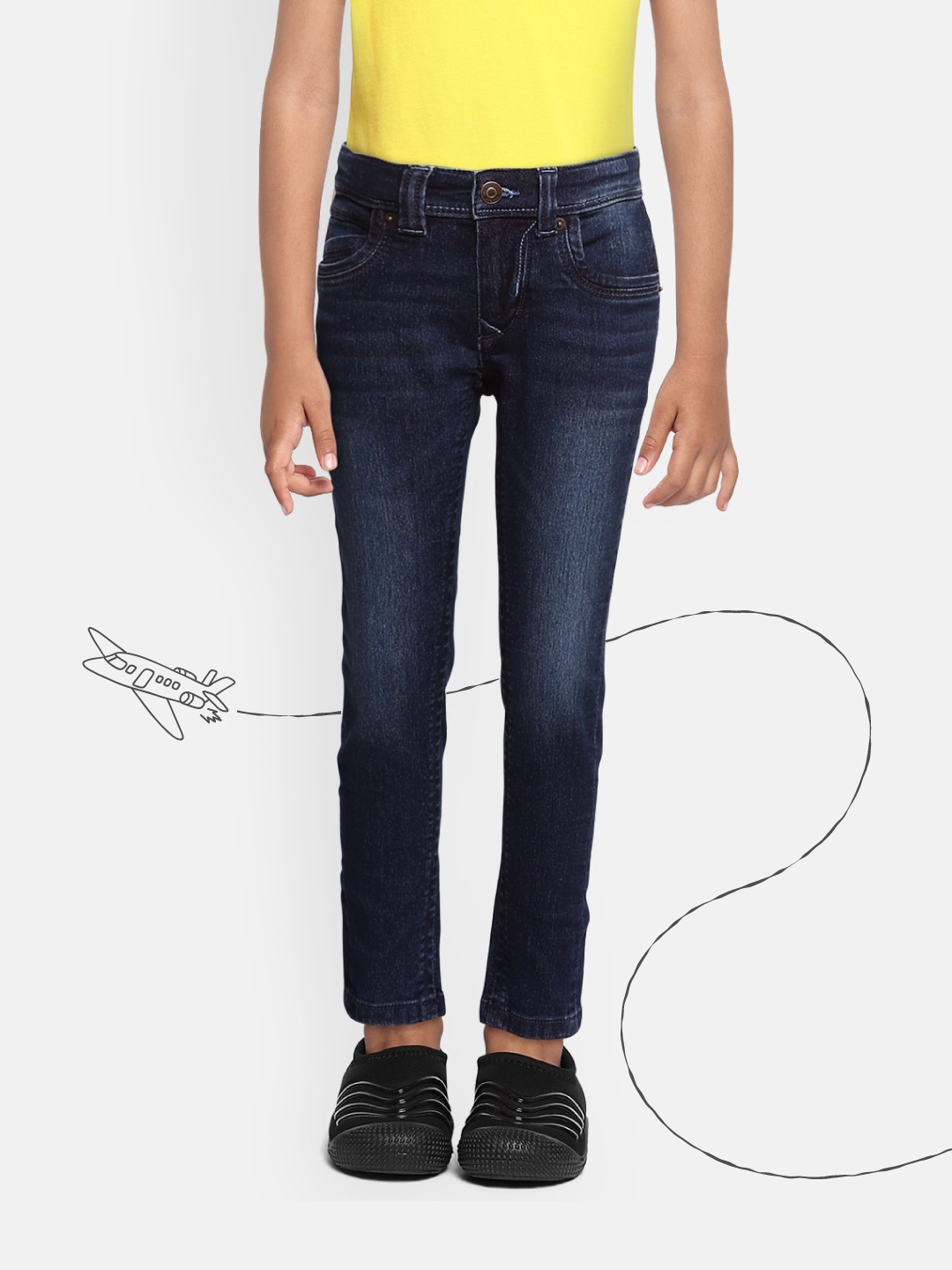 

Indian Terrain Boys Navy Blue Regular Fit Mid-Rise Clean Look Stretchable Jeans