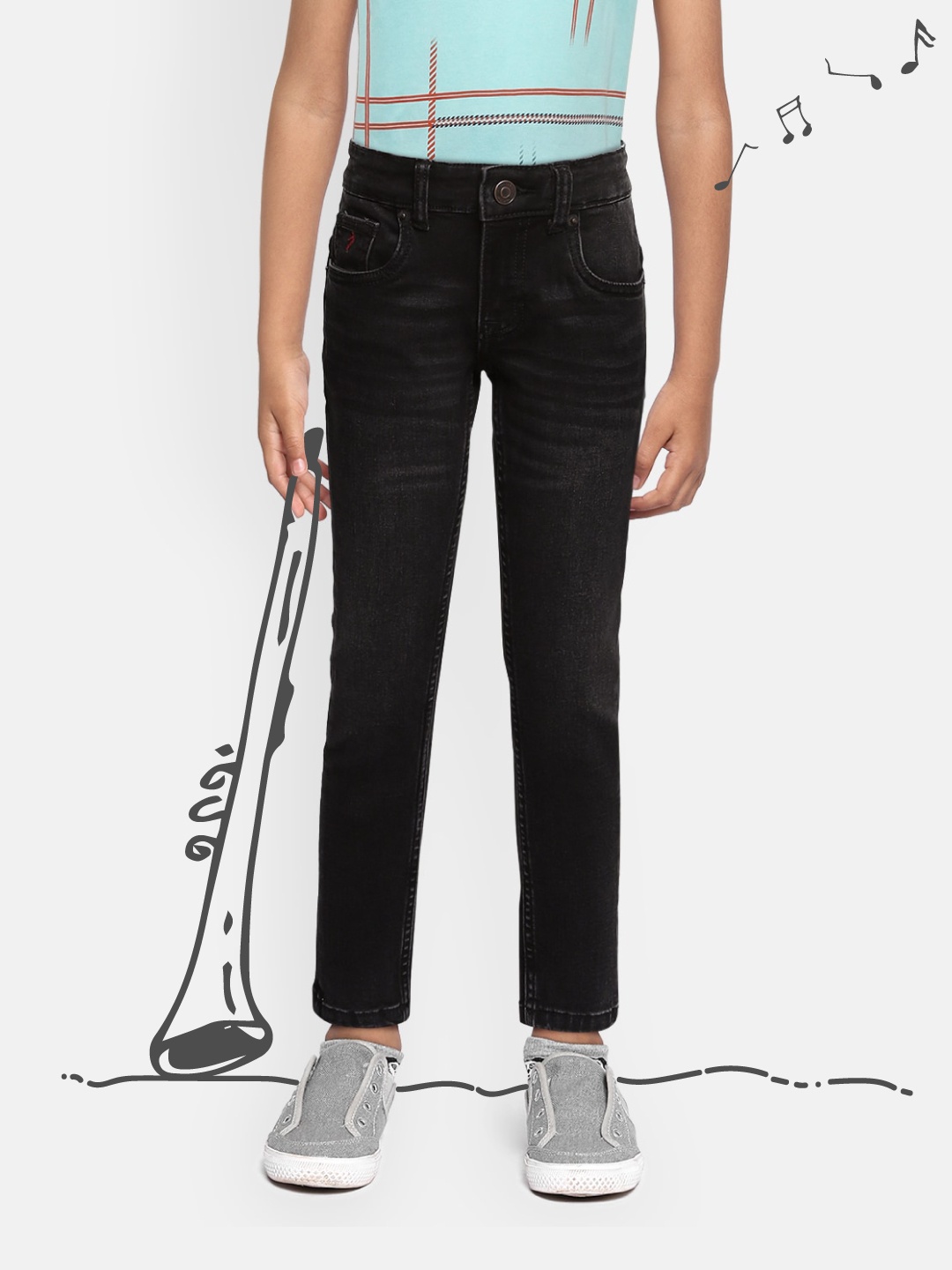 

Indian Terrain Boys Charcoal Grey Regular Fit Mid-Rise Clean Look Stretchable Jeans