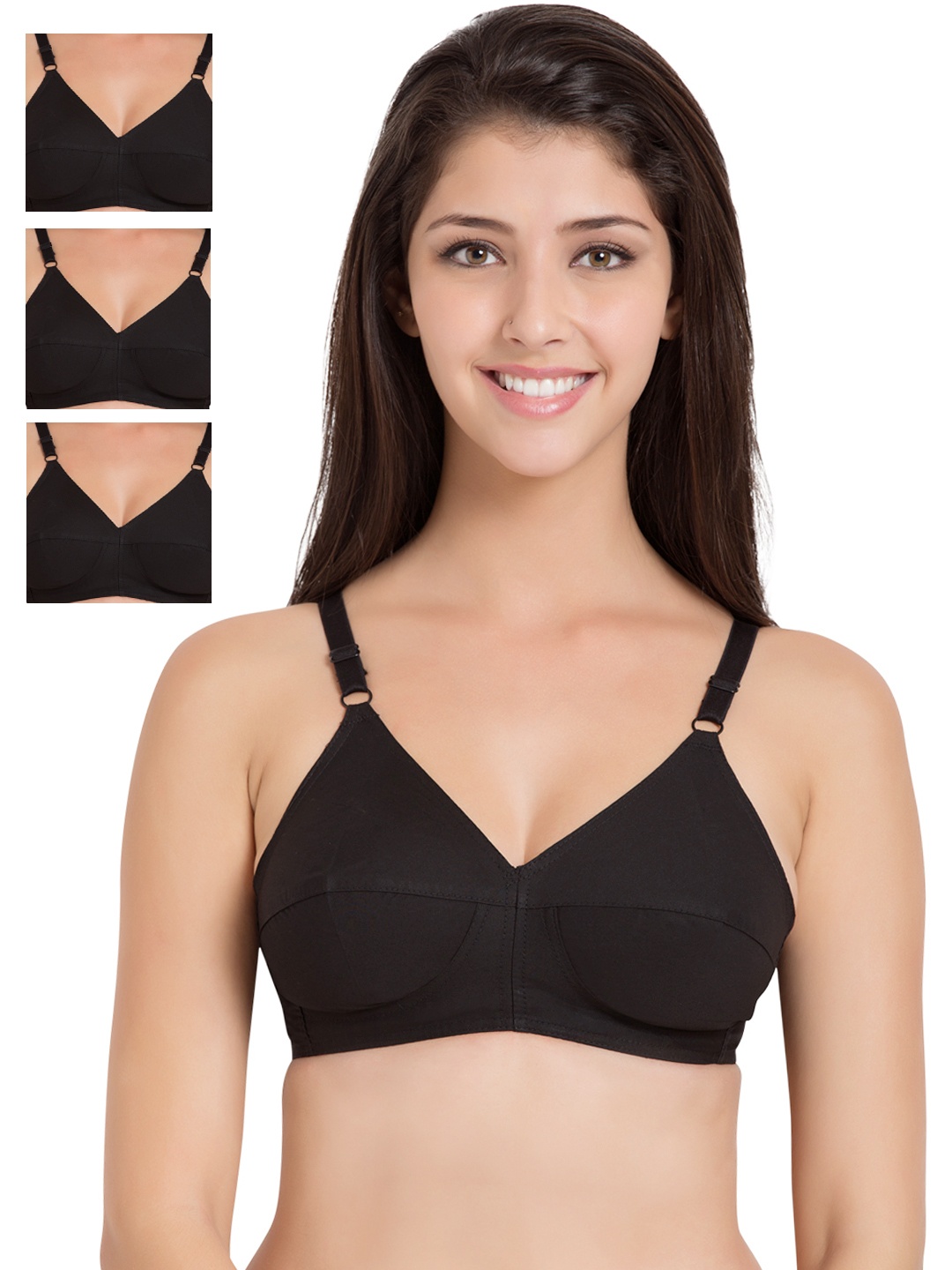 

Souminie Pack of 4 Full-Coverage Bras SLY4BL_AS, Black