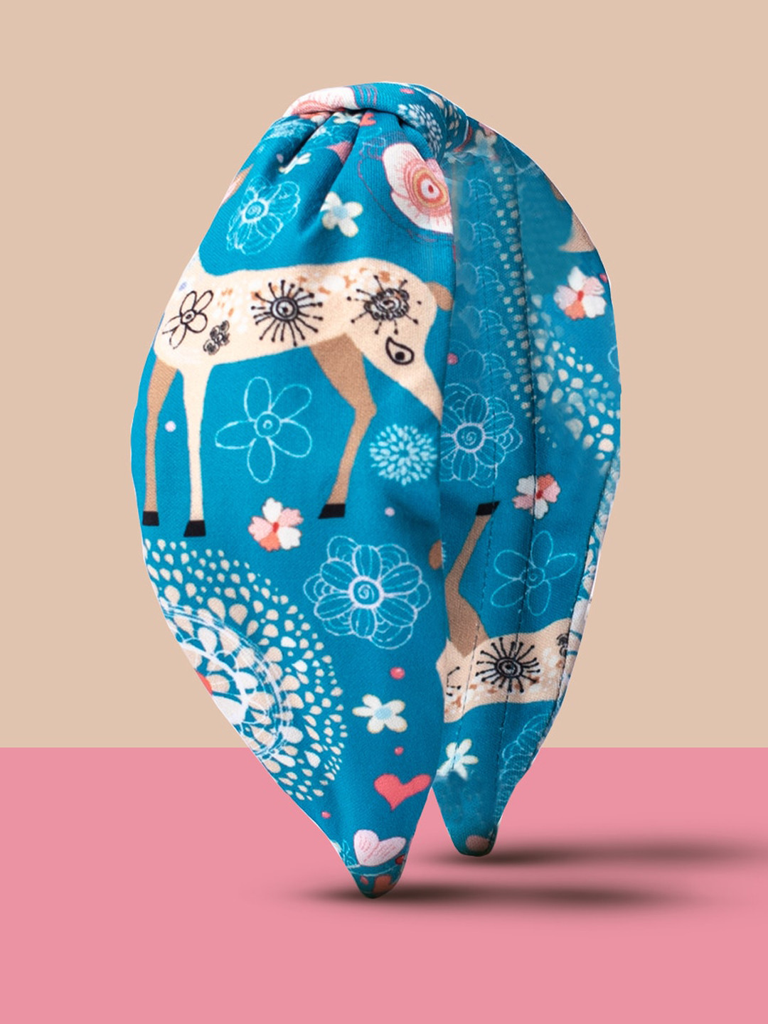 

HAIR DRAMA CO. Blue Deer Printed Knotted Headband