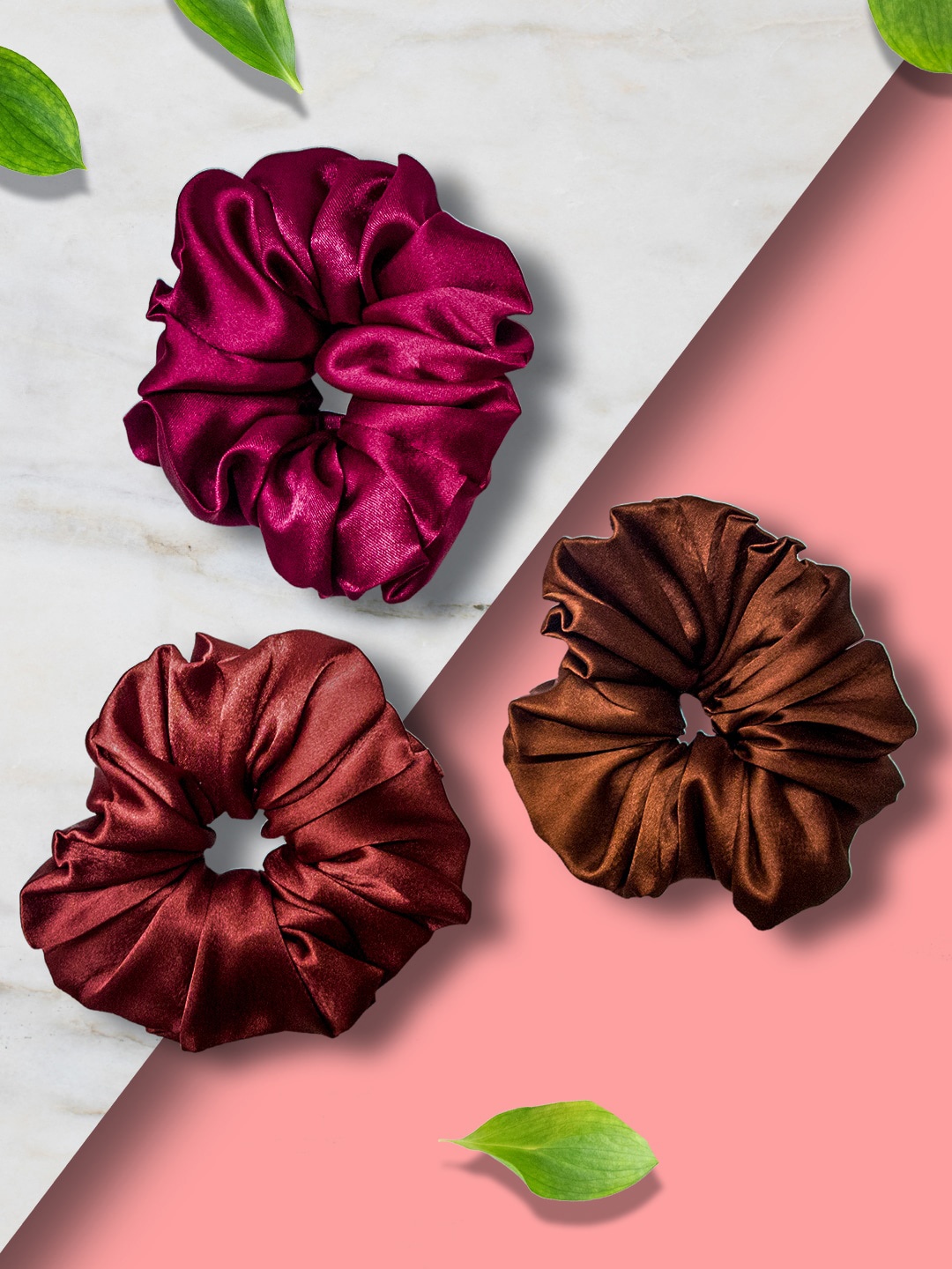 

HAIR DRAMA CO. Set Of 3 Scrunchies, Brown