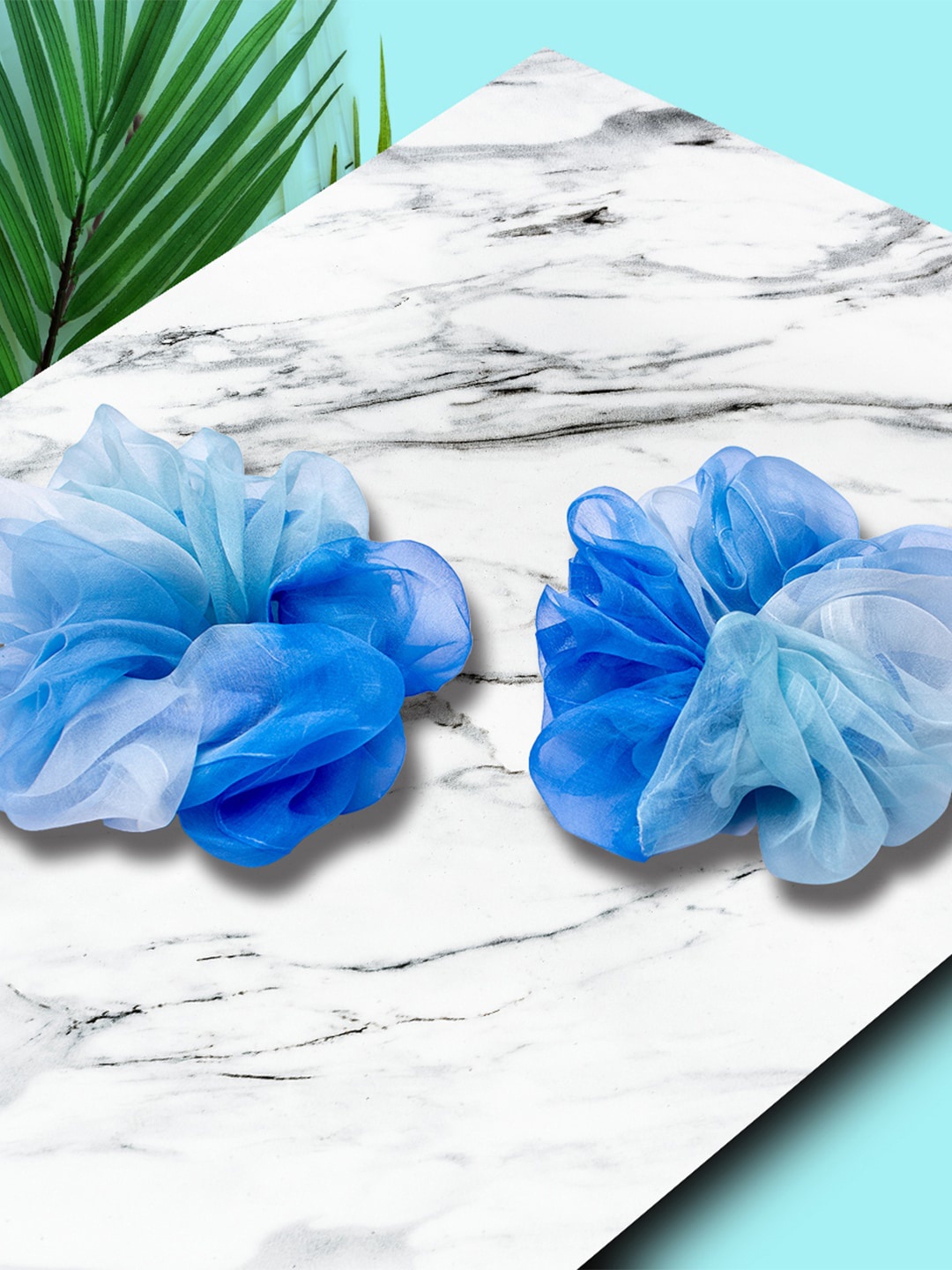 

HAIR DRAMA CO. Set of 2 Blue Organza Scrunchies