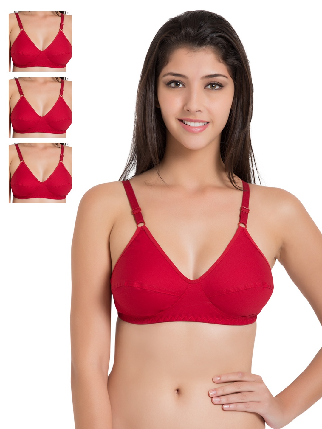 

Souminie Pack of 4 Full-Coverage Bras SLY45, Red
