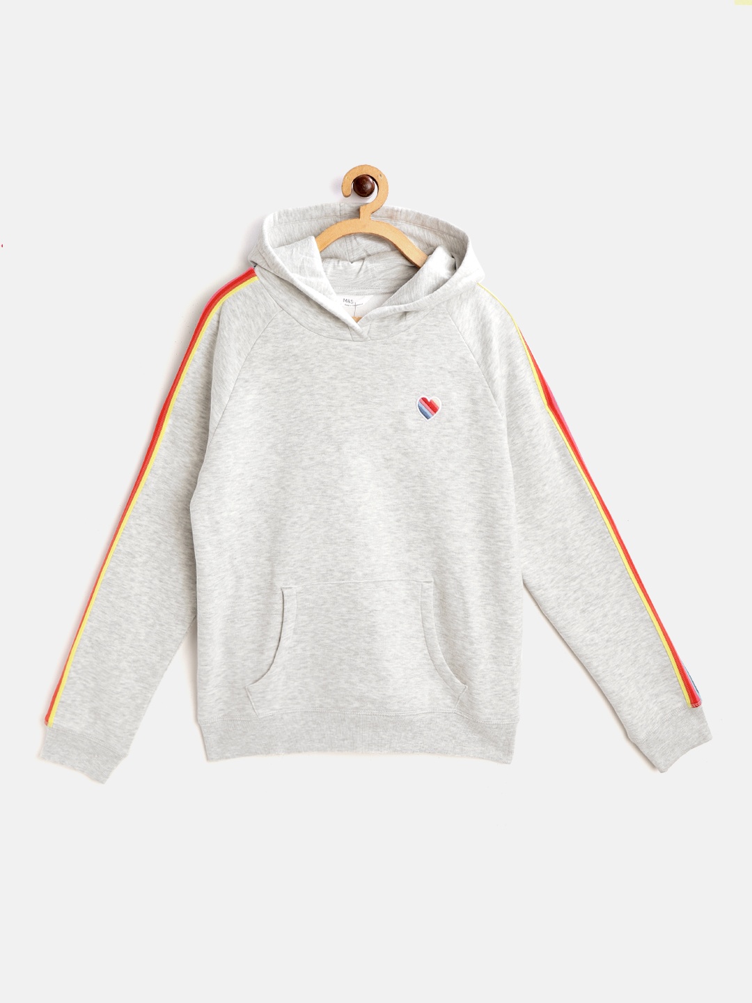 

Marks & Spencer Girls Grey Melange Solid Hooded Sustainable Sweatshirt