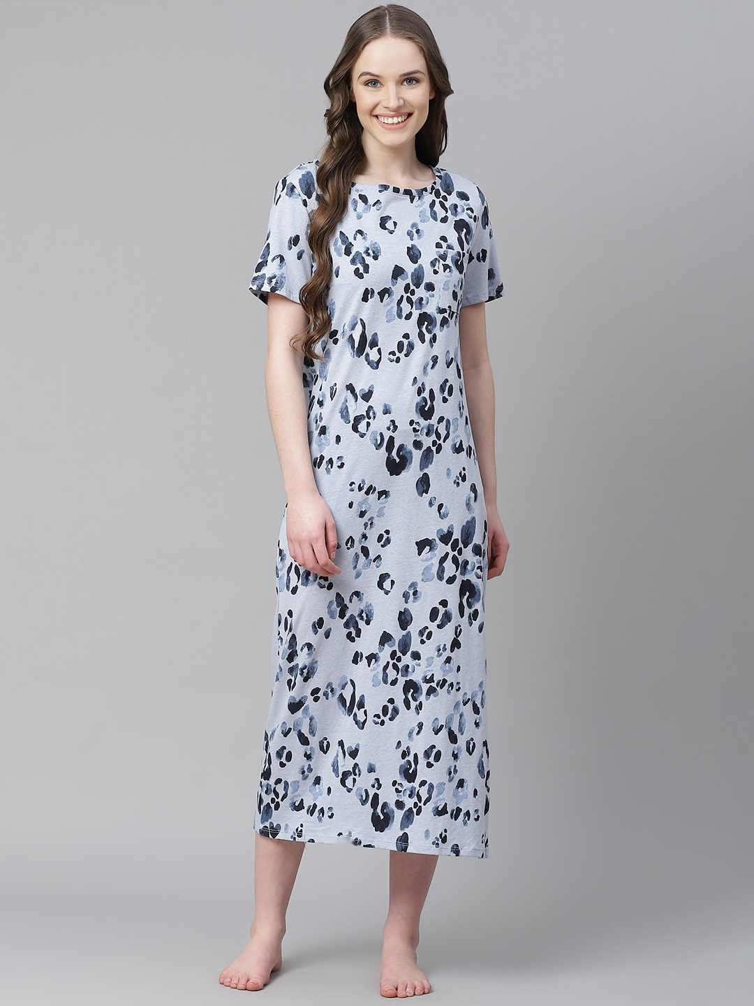 

Marks & Spencer Blue Printed Knitted Nightdress