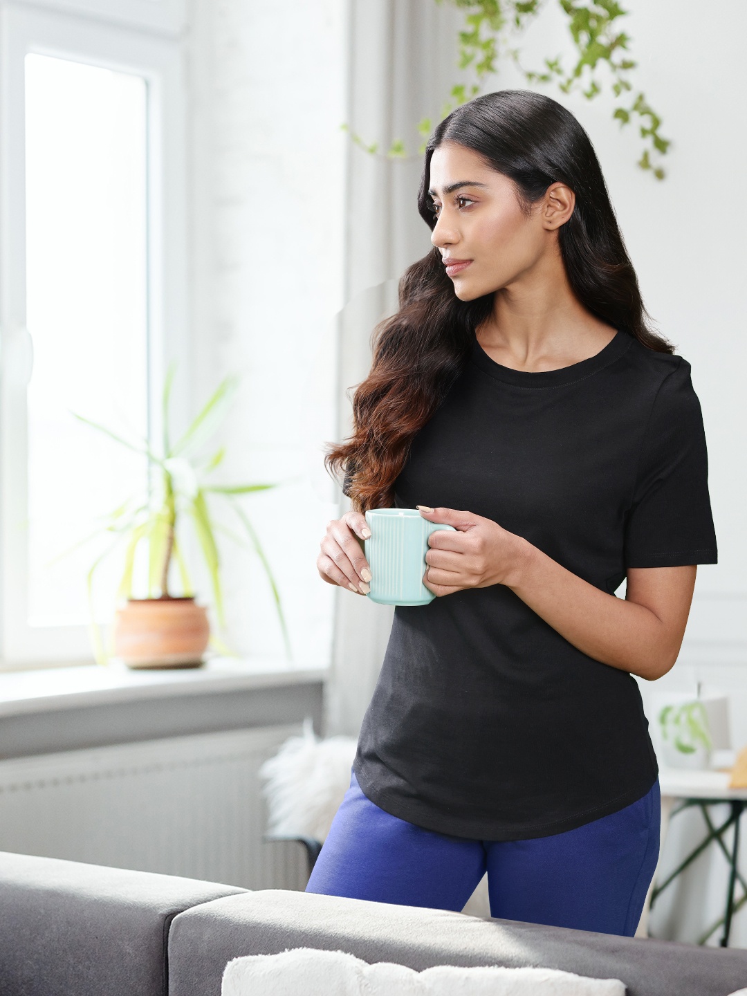 

Marks & Spencer Women Black Solid Lounge T-Shirt