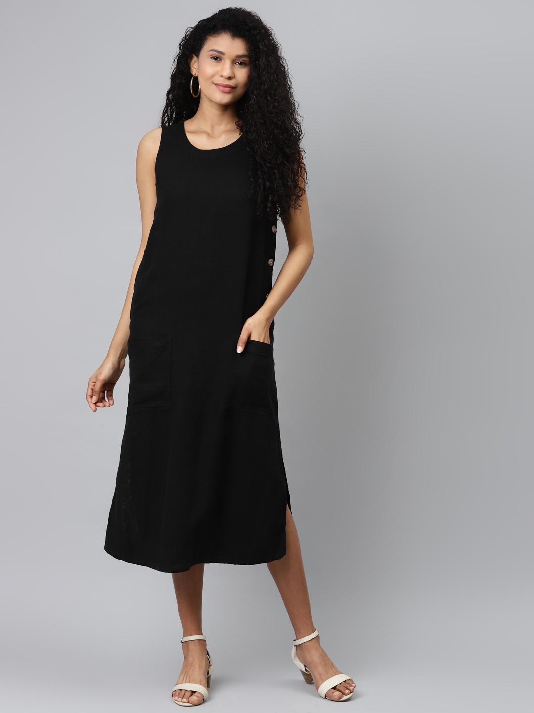 

Marks & Spencer Women Black Solid Easy To Iron A-Line Dress